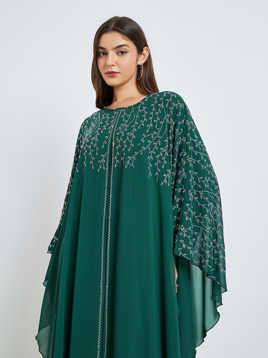 Green Frill Embellished Jalabiya