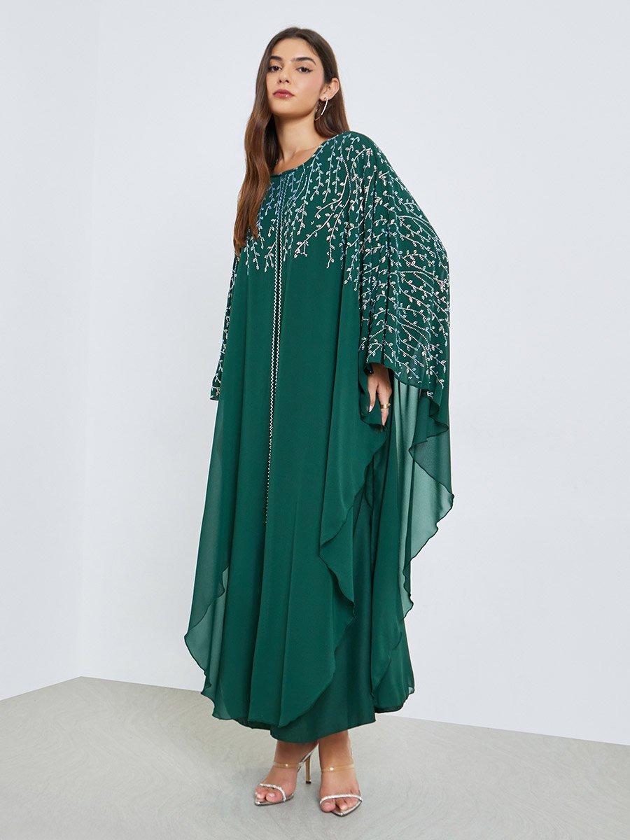 Green Frill Embellished Jalabiya