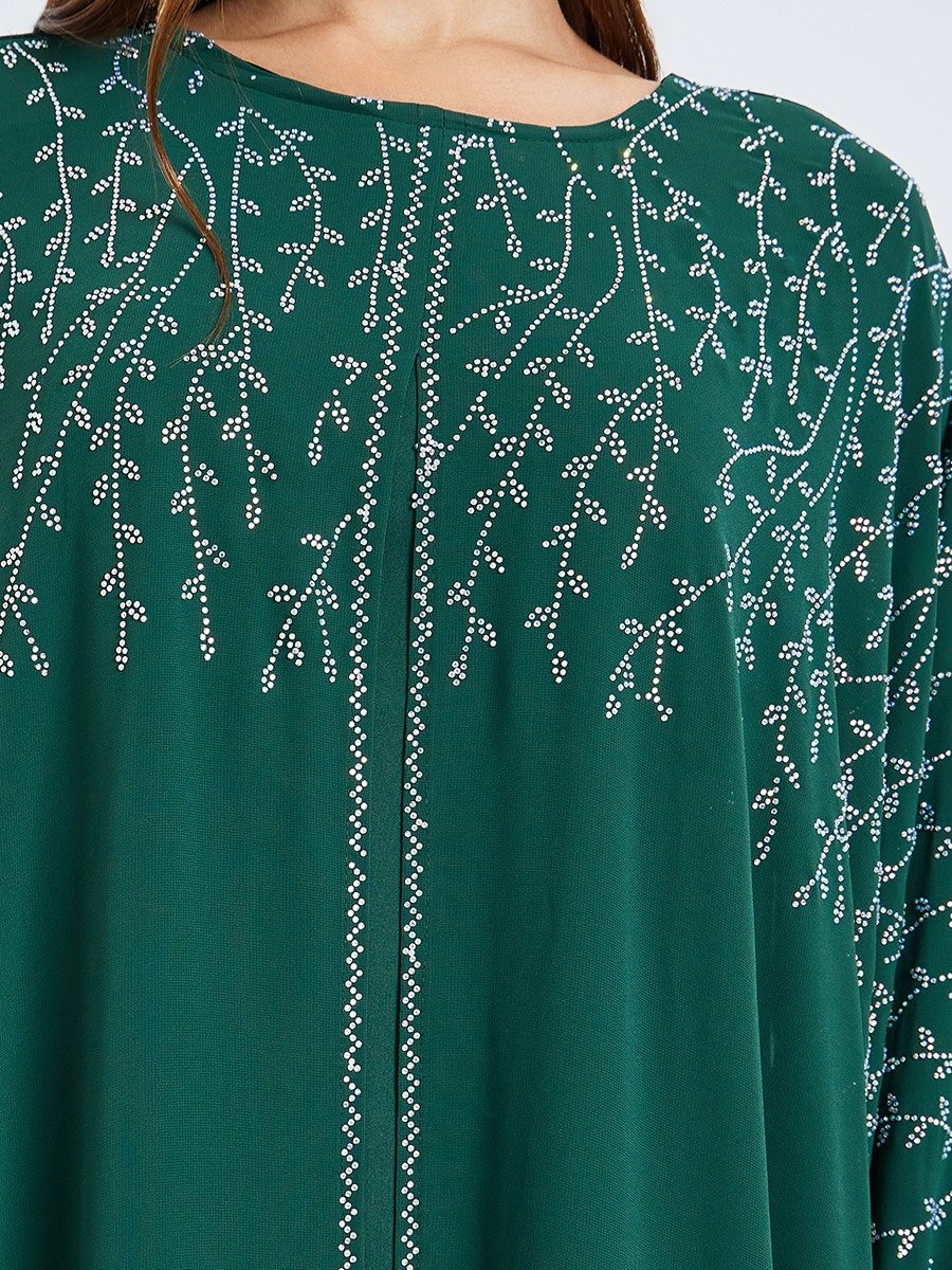 Green Frill Embellished Jalabiya