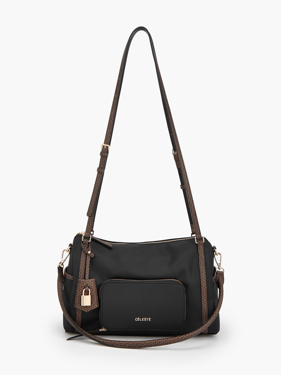 Monogram Print Shoulder Bag with Double Handle
