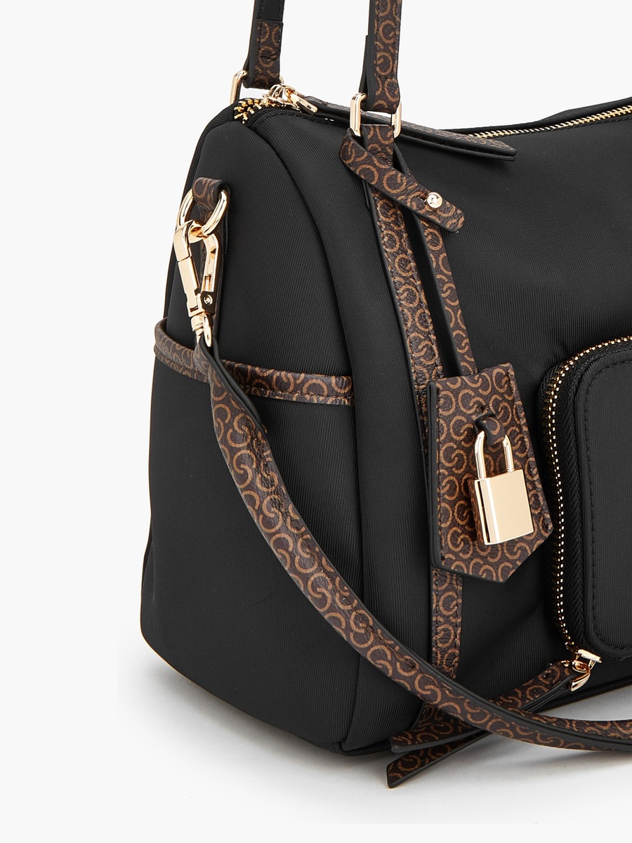 Monogram Print Shoulder Bag with Double Handle