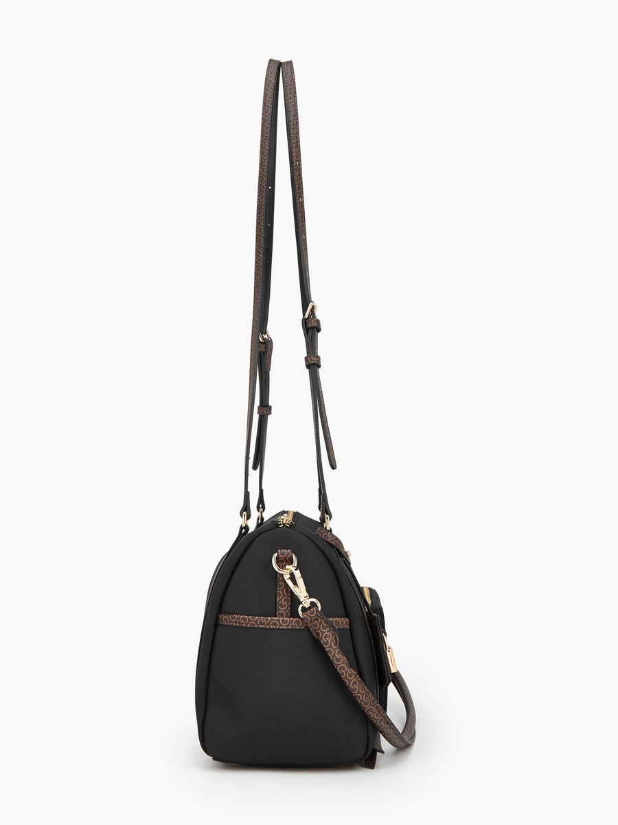 Monogram Print Shoulder Bag with Double Handle