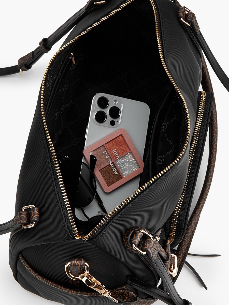 Monogram Print Shoulder Bag with Double Handle