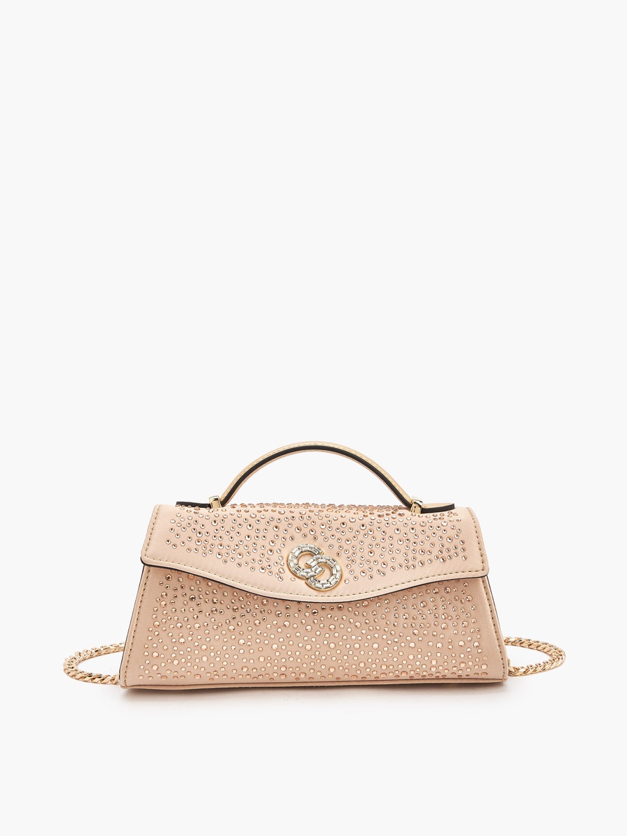 Diamante Embellished Satchel Bag with Chain Strap