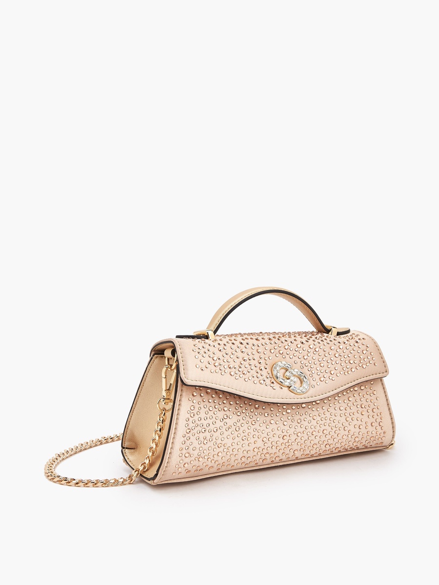 Diamante Embellished Satchel Bag with Chain Strap