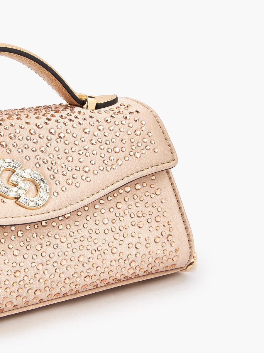 Diamante Embellished Satchel Bag with Chain Strap