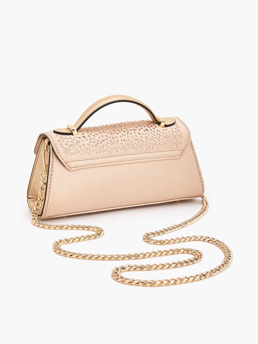 Diamante Embellished Satchel Bag with Chain Strap