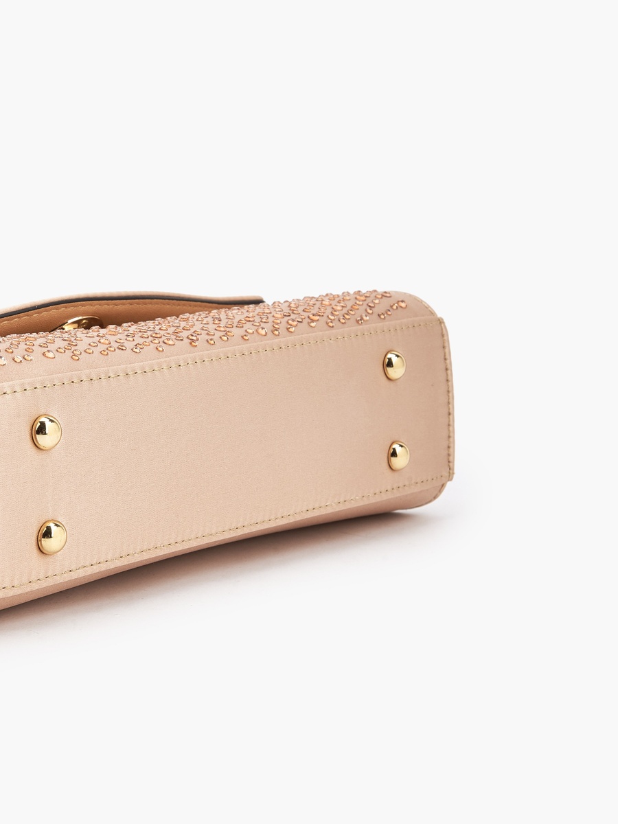 Diamante Embellished Satchel Bag with Chain Strap