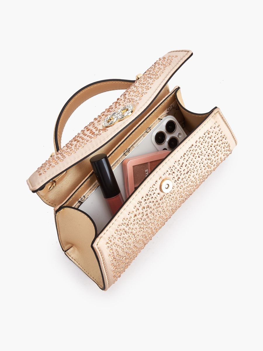 Diamante Embellished Satchel Bag with Chain Strap