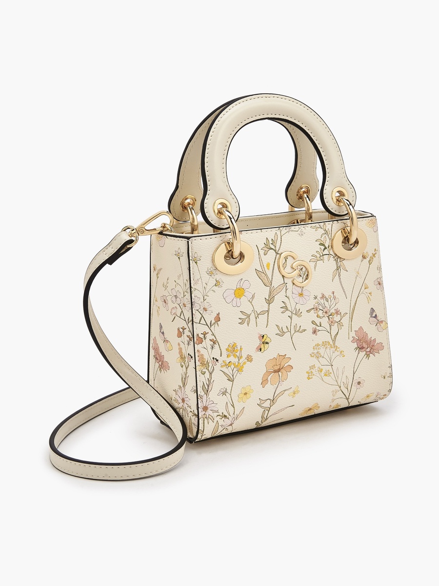 Floral Print Tote Bag with Double Handles