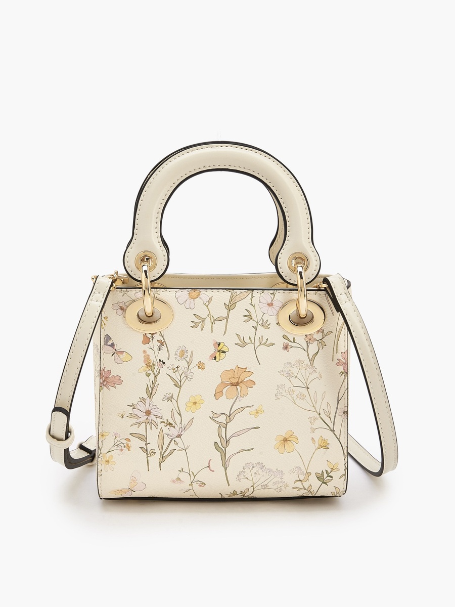 Floral Print Tote Bag with Double Handles