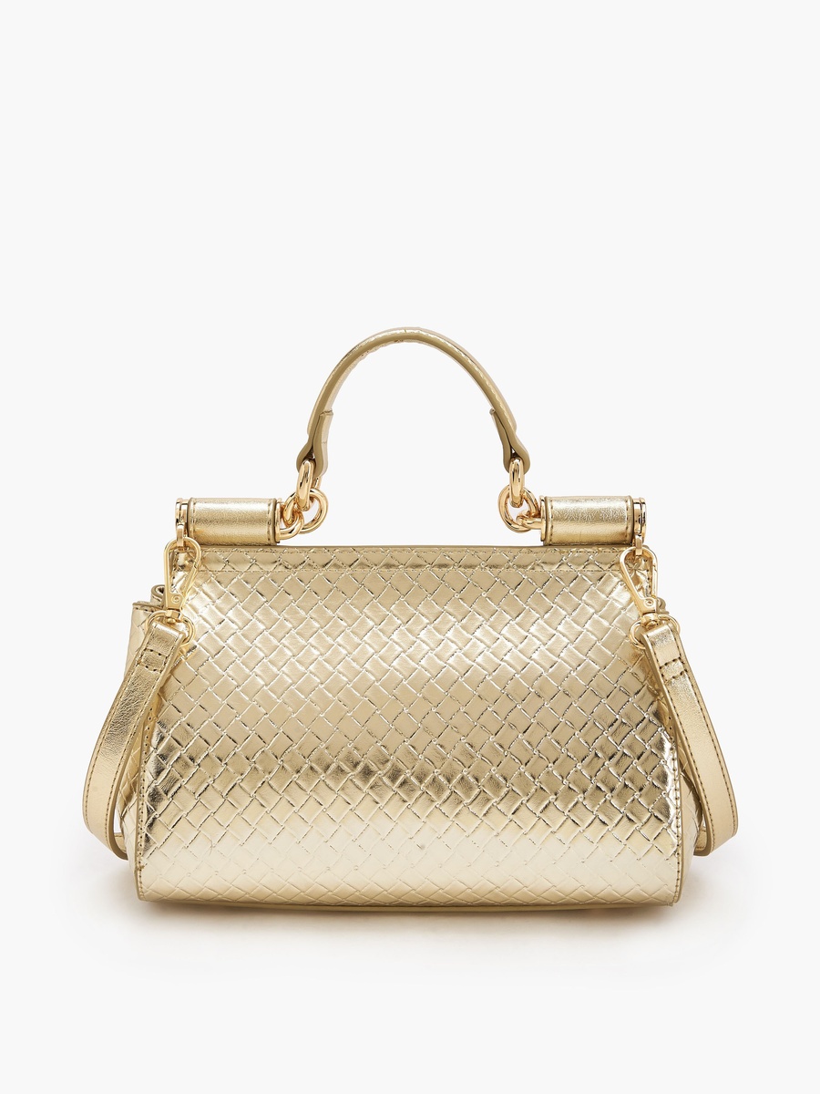 Weave Textured Satchel Bag with Detachable Strap