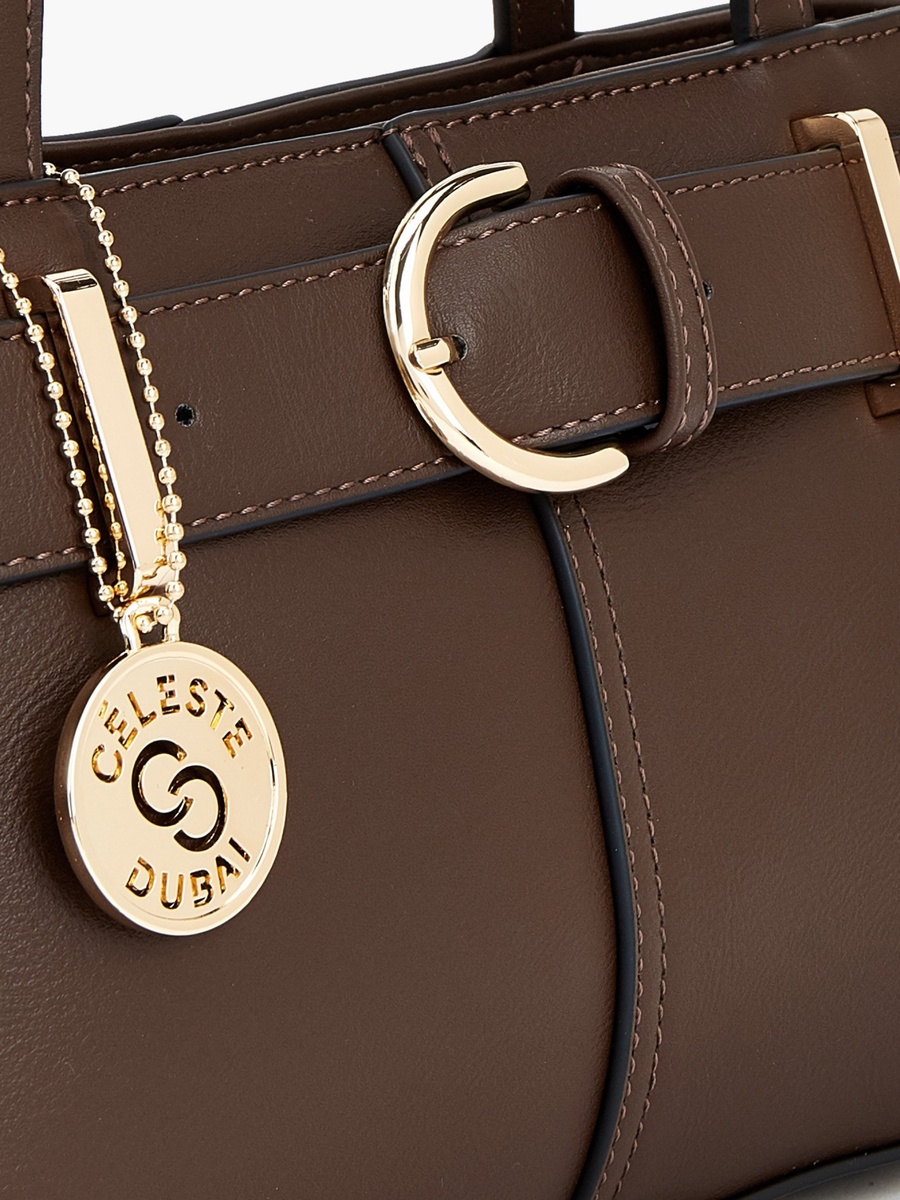 Buckle Detail Tote Bag with Double Handle