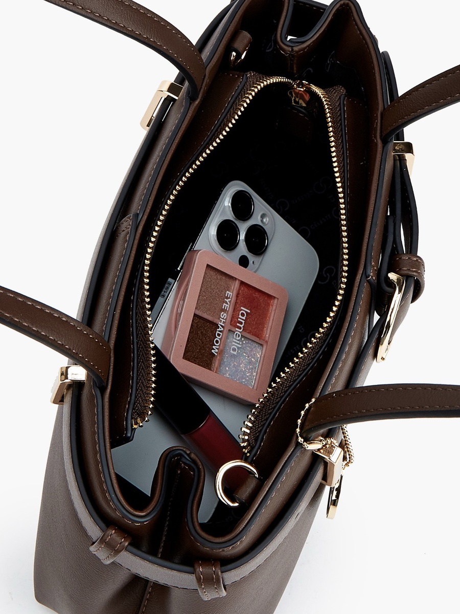 Buckle Detail Tote Bag with Double Handle