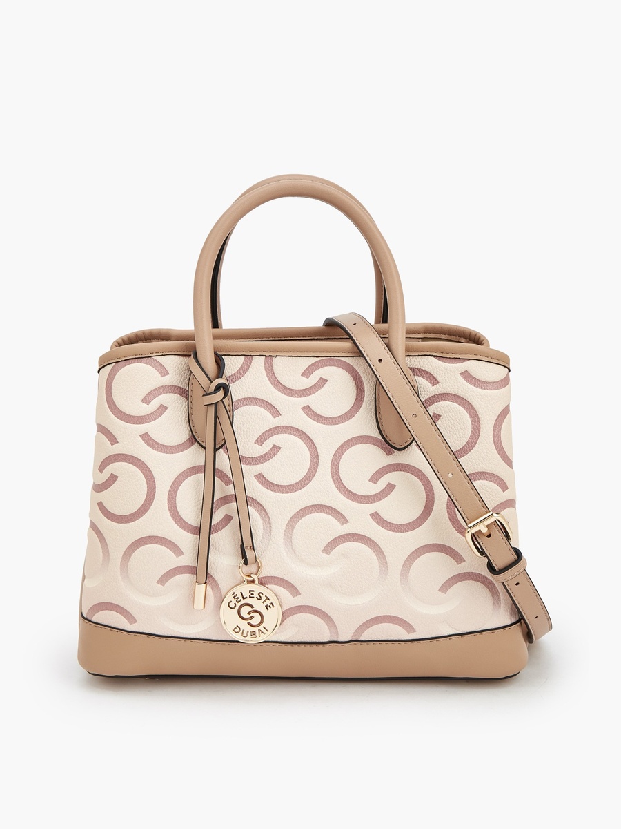 Monogram Print Tote Bag with Double Handle
