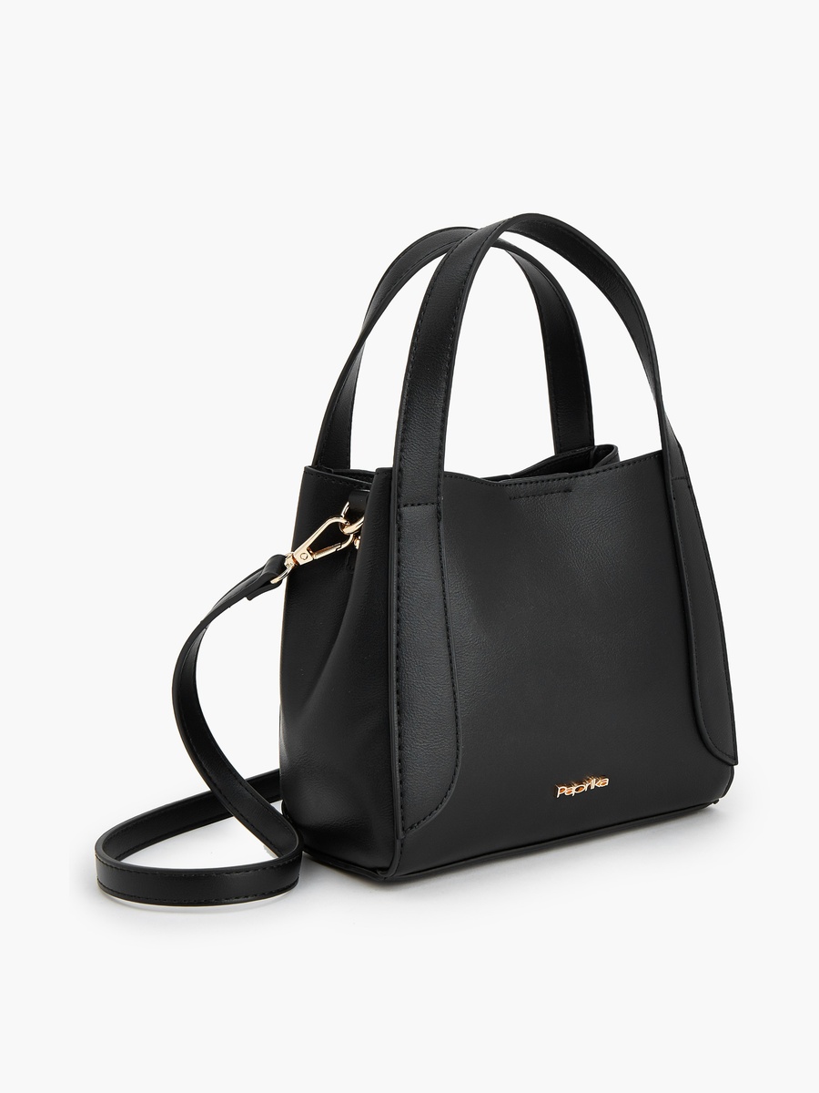 Solid Tote Bag with Detachable Strap