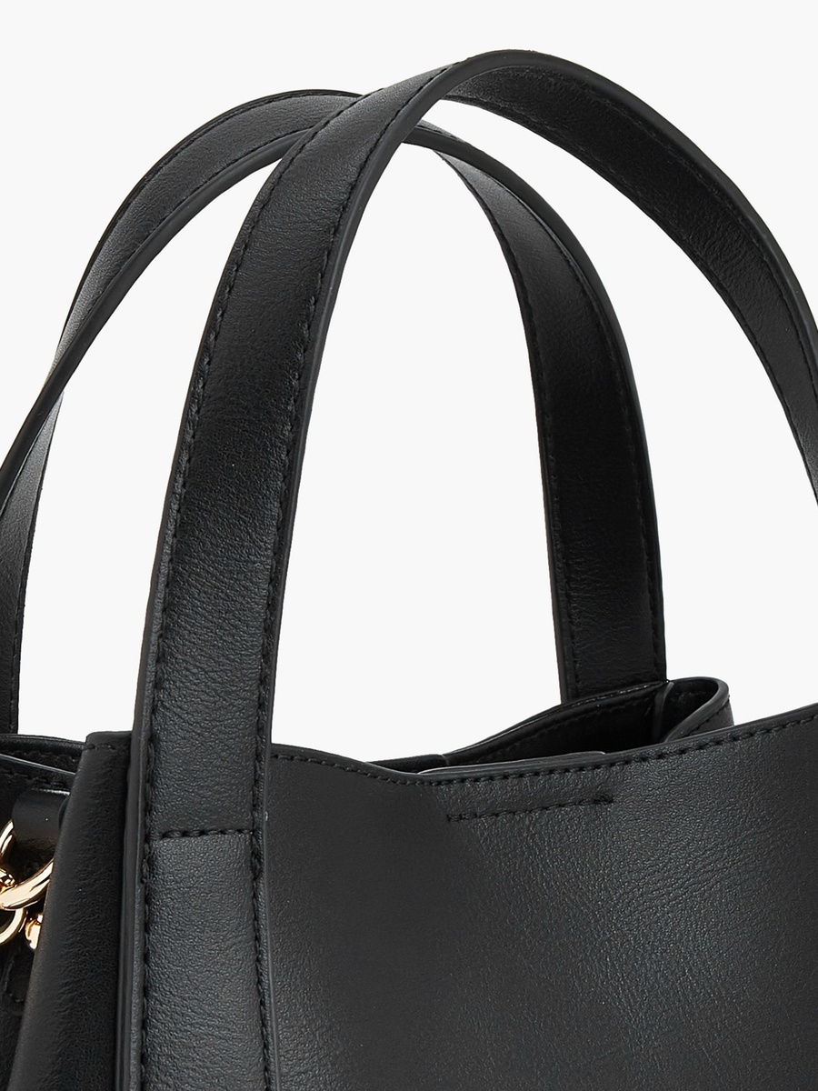 Solid Tote Bag with Detachable Strap