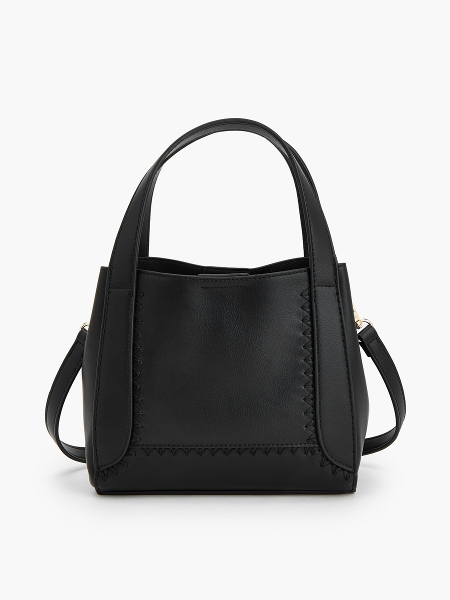 Solid Tote Bag with Detachable Strap