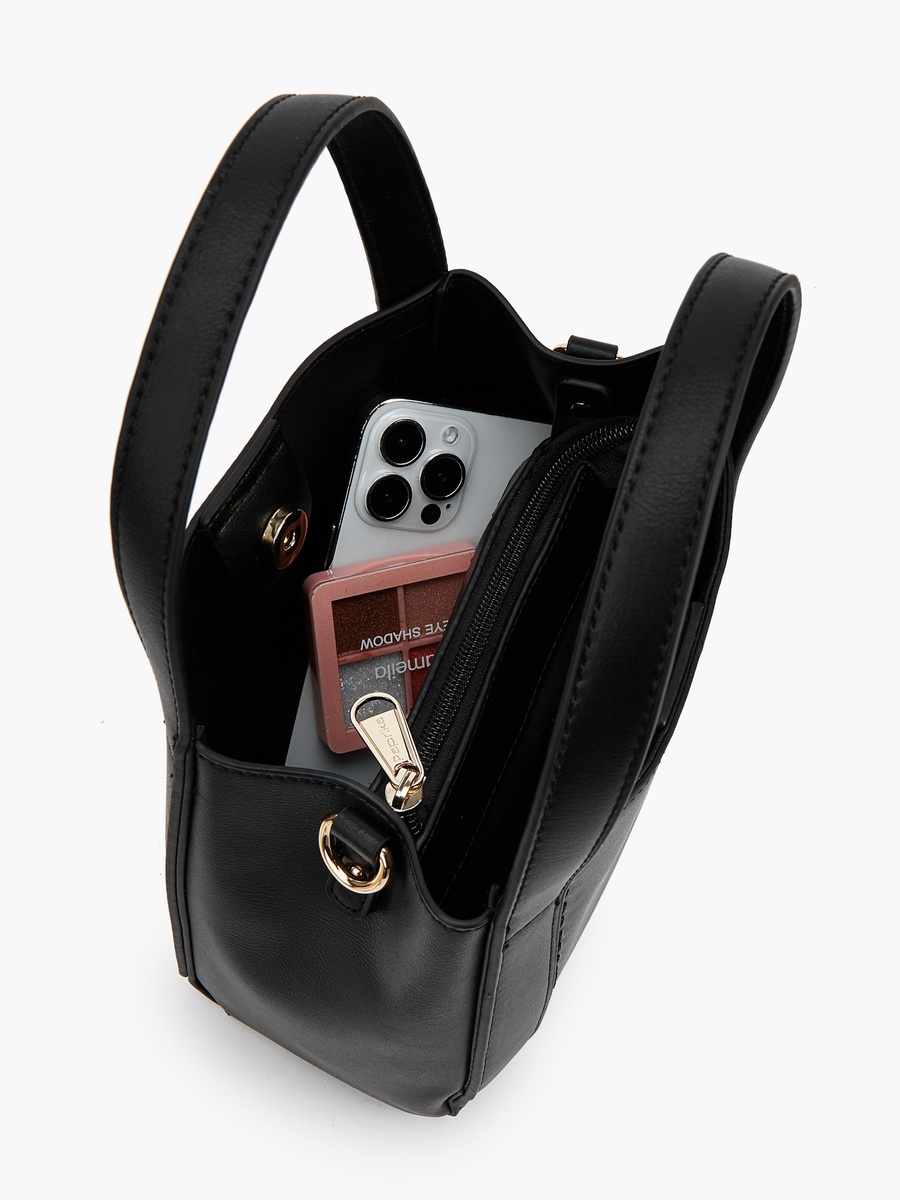 Solid Tote Bag with Detachable Strap