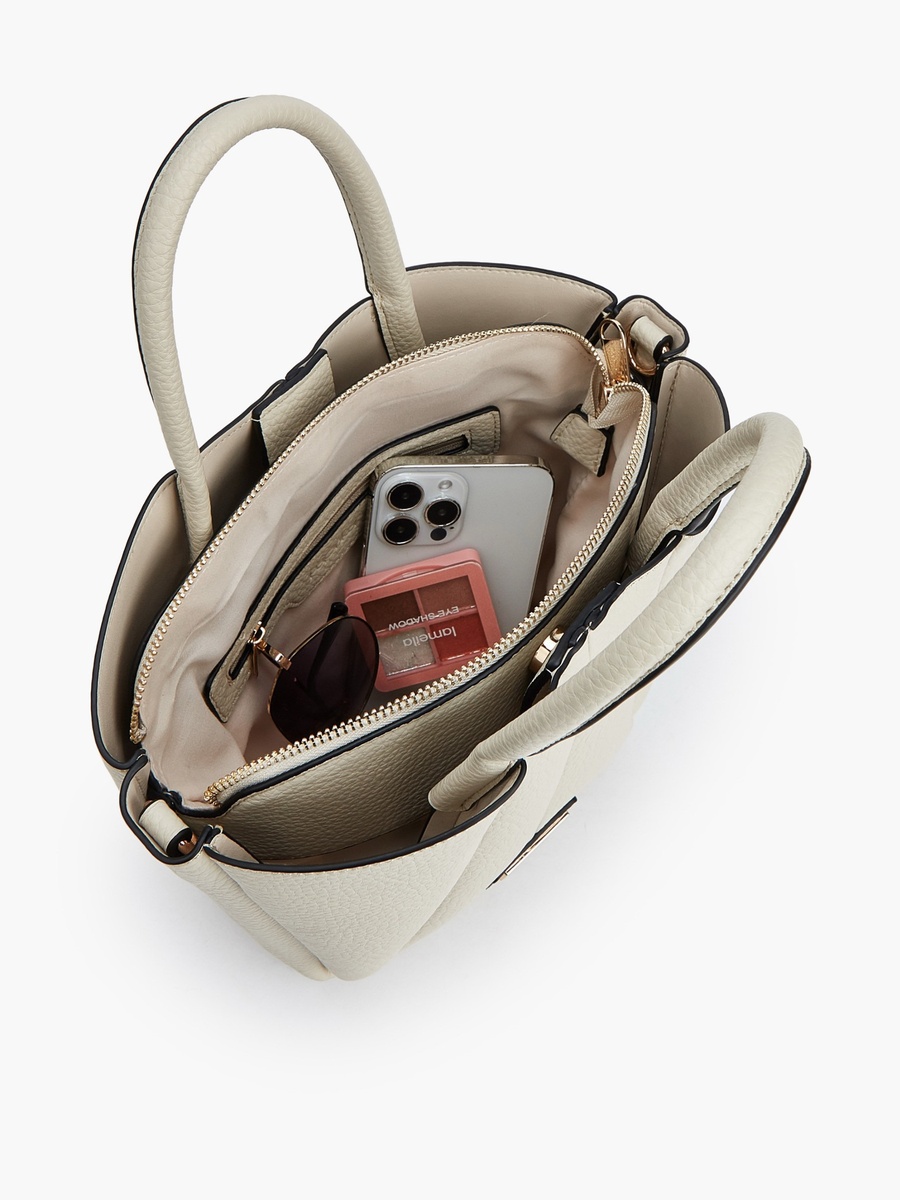 Textured Tote Bag with Detachable Strap