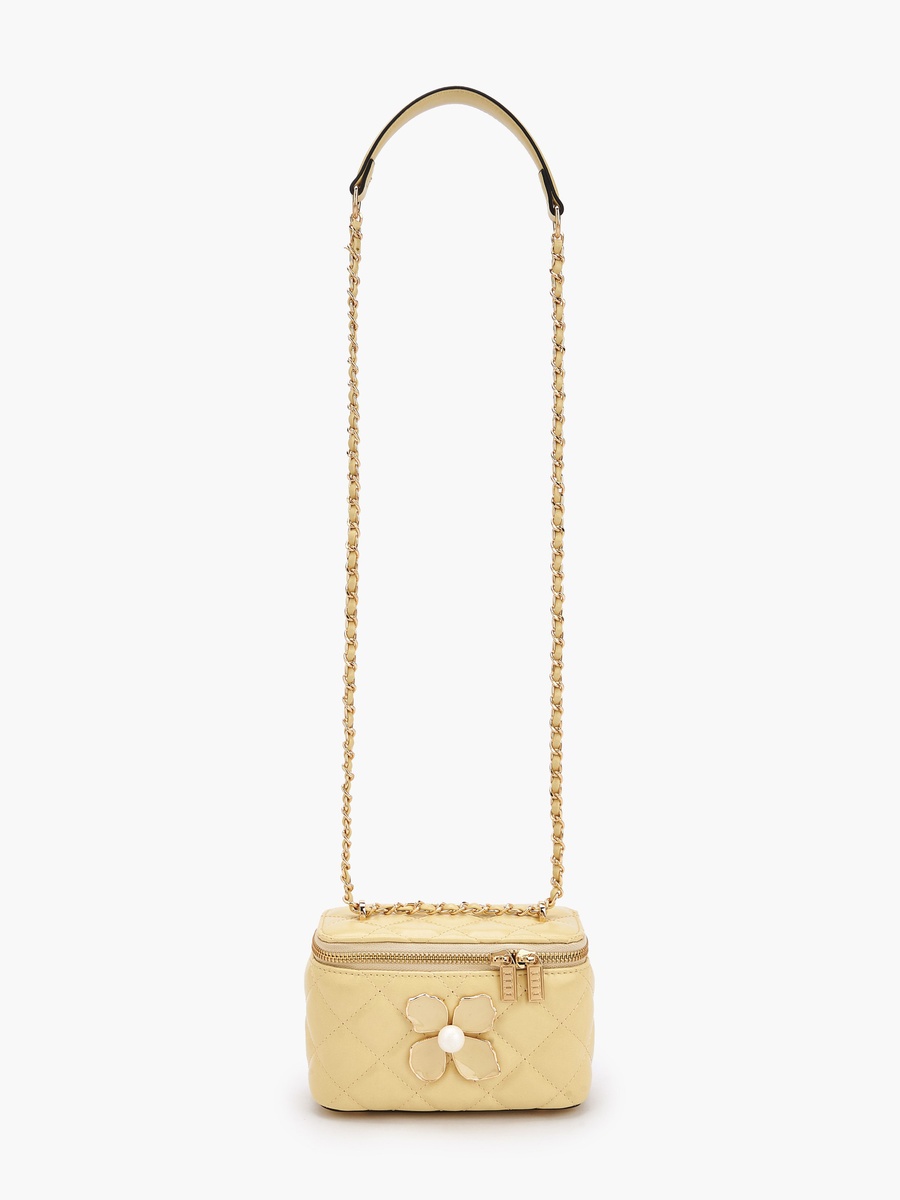 Quilted Crossbody Bag with Floral Accent