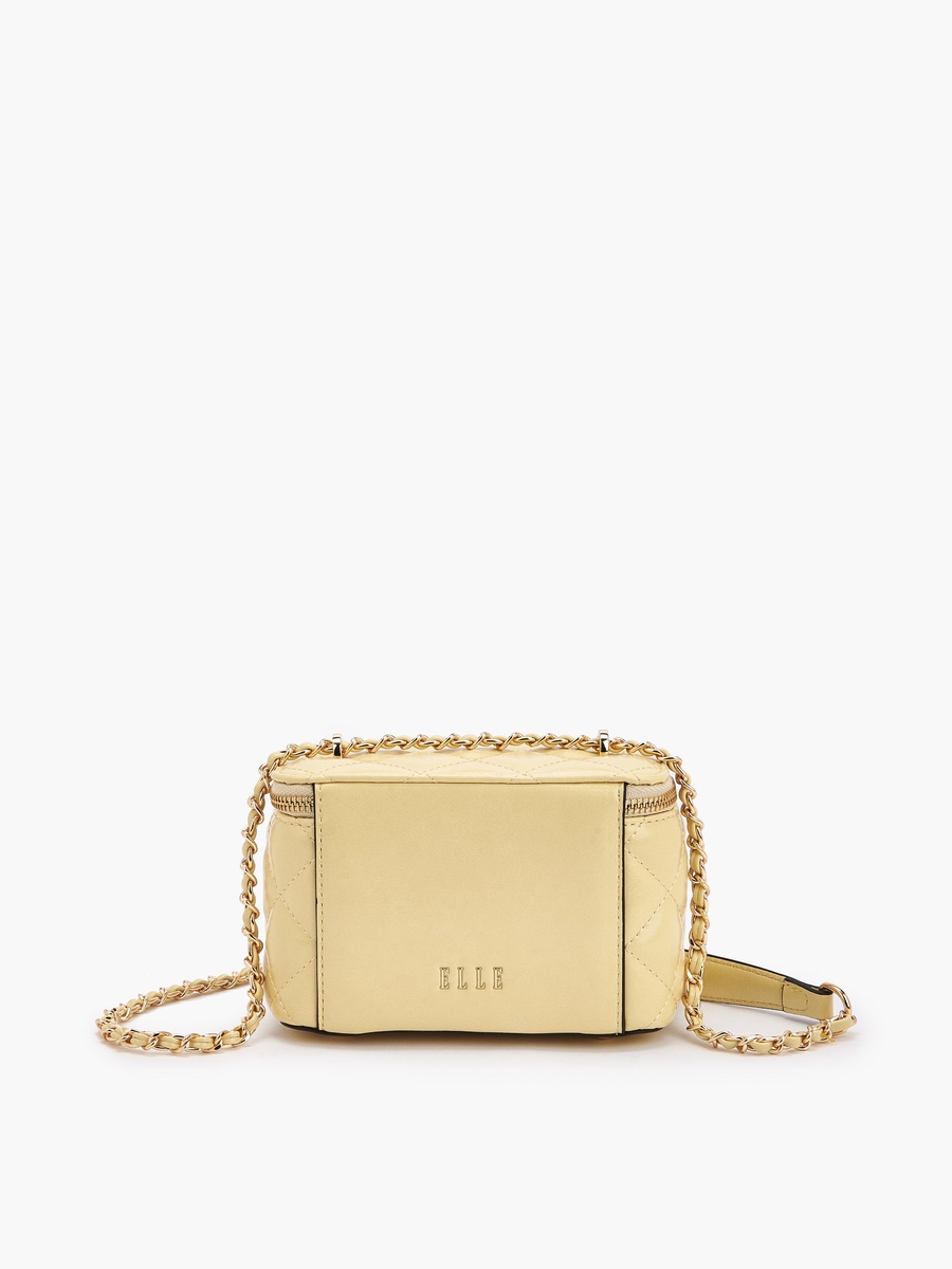 Quilted Crossbody Bag with Floral Accent