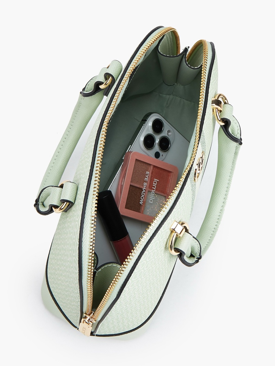 Monogram Print Dome Bag with Double Handle