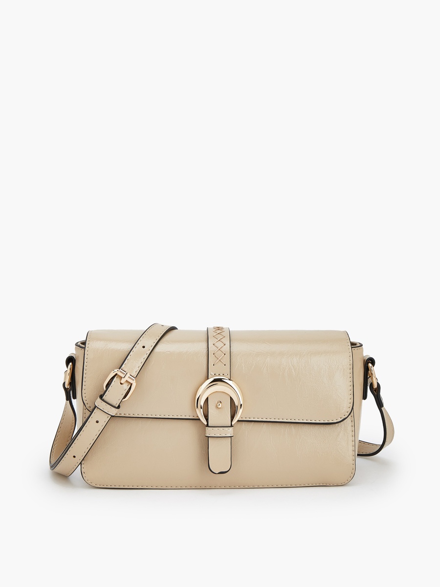 Buckle Detail Crossbody Bag with Adjustable Strap