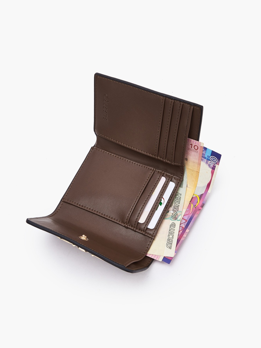 Embellished Tri-Fold Wallet with Press Button Closure