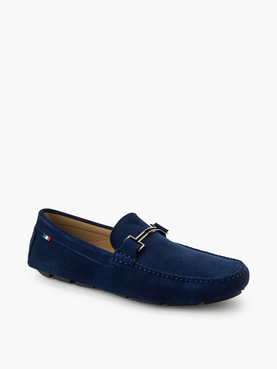 Men Metallic Trim Leather Loafers