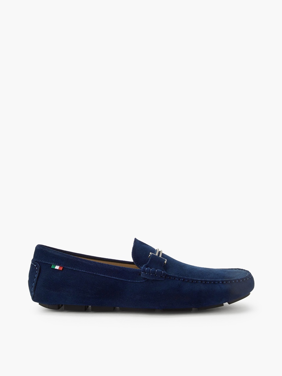 Men Metallic Trim Leather Loafers