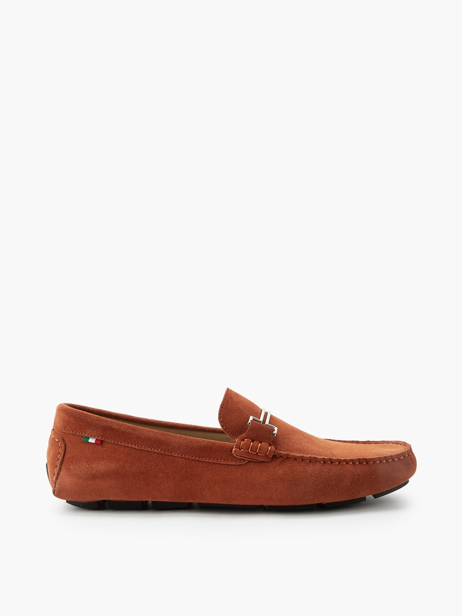 Men Metallic Trim Leather Loafers