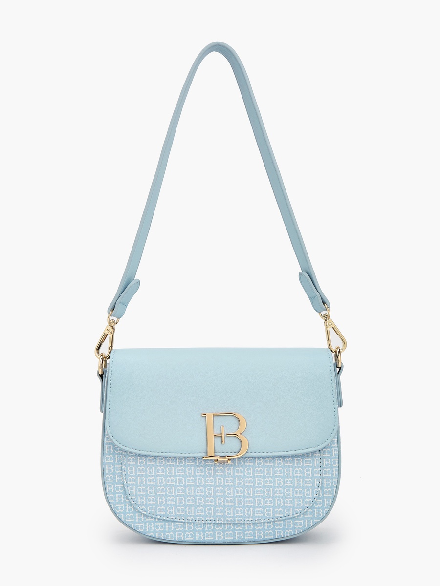 Monogram Print Shoulder Bag with Flap
