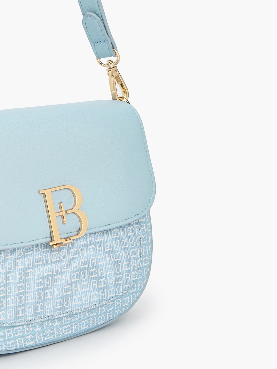 Monogram Print Shoulder Bag with Flap