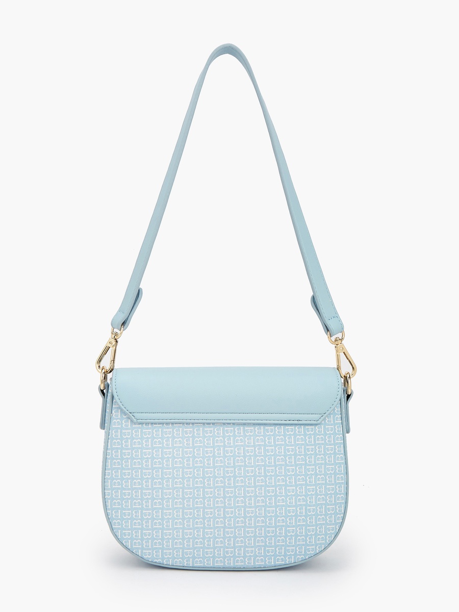 Monogram Print Shoulder Bag with Flap