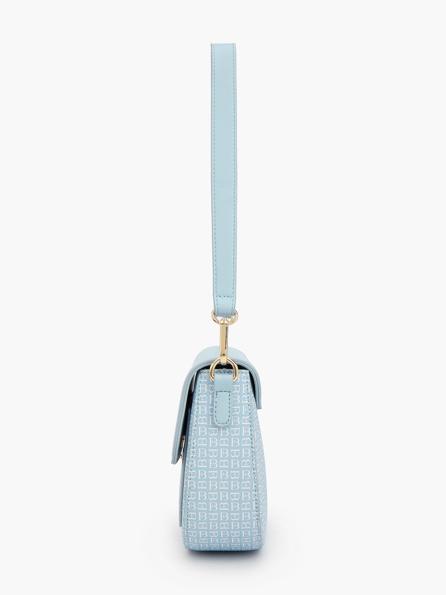 Monogram Print Shoulder Bag with Flap
