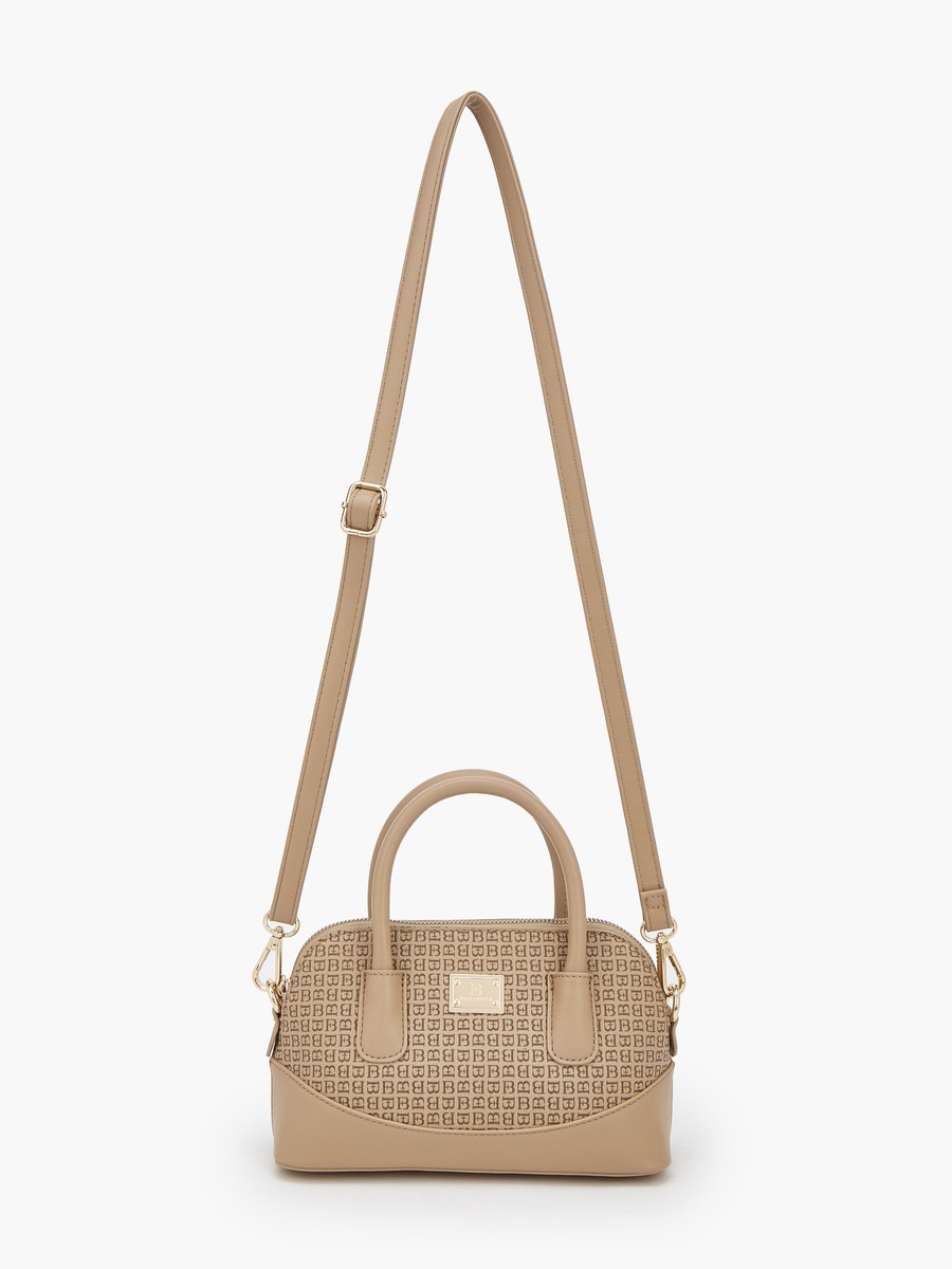 Monogram Print Satchel Bag with Detachable Strap