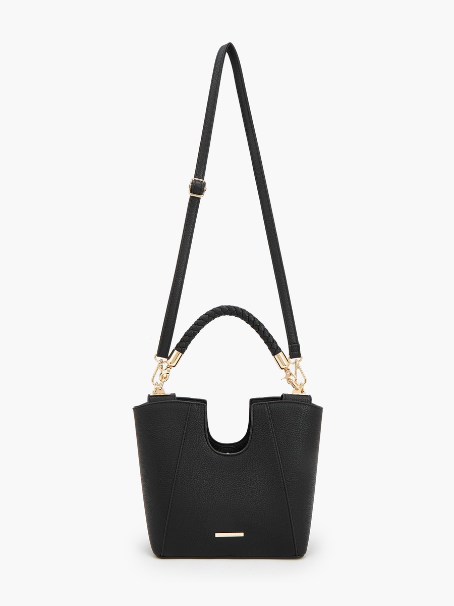 Textured Tote Bag with Braided Handle