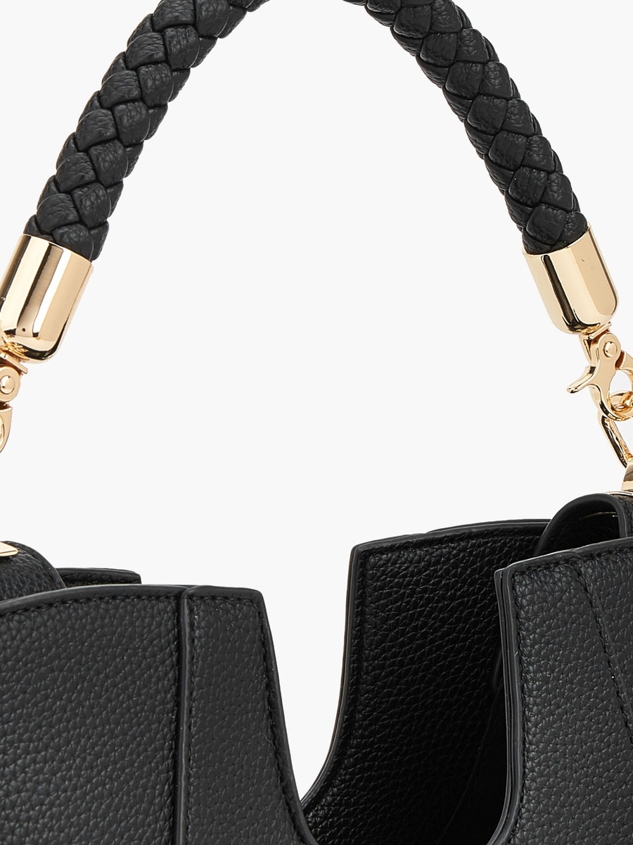 Textured Tote Bag with Braided Handle