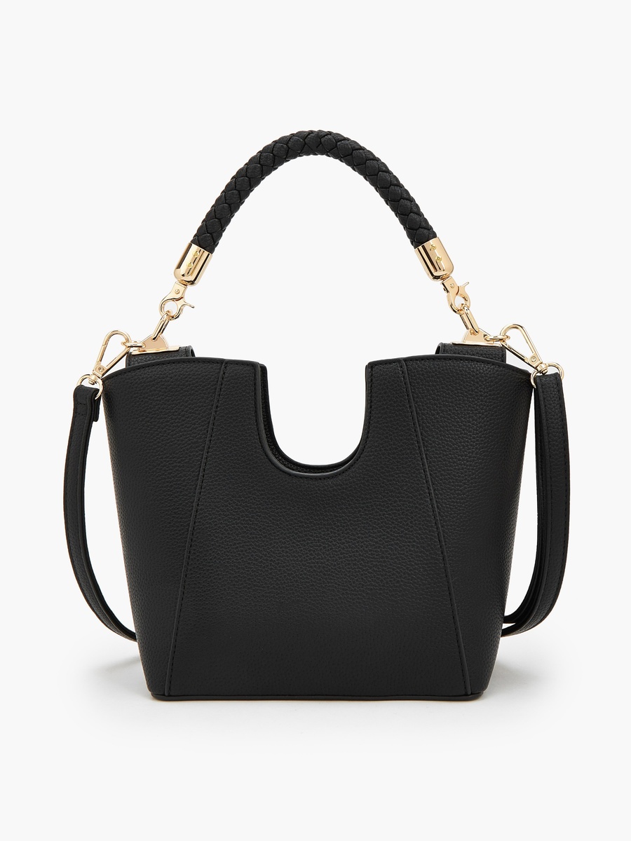 Textured Tote Bag with Braided Handle