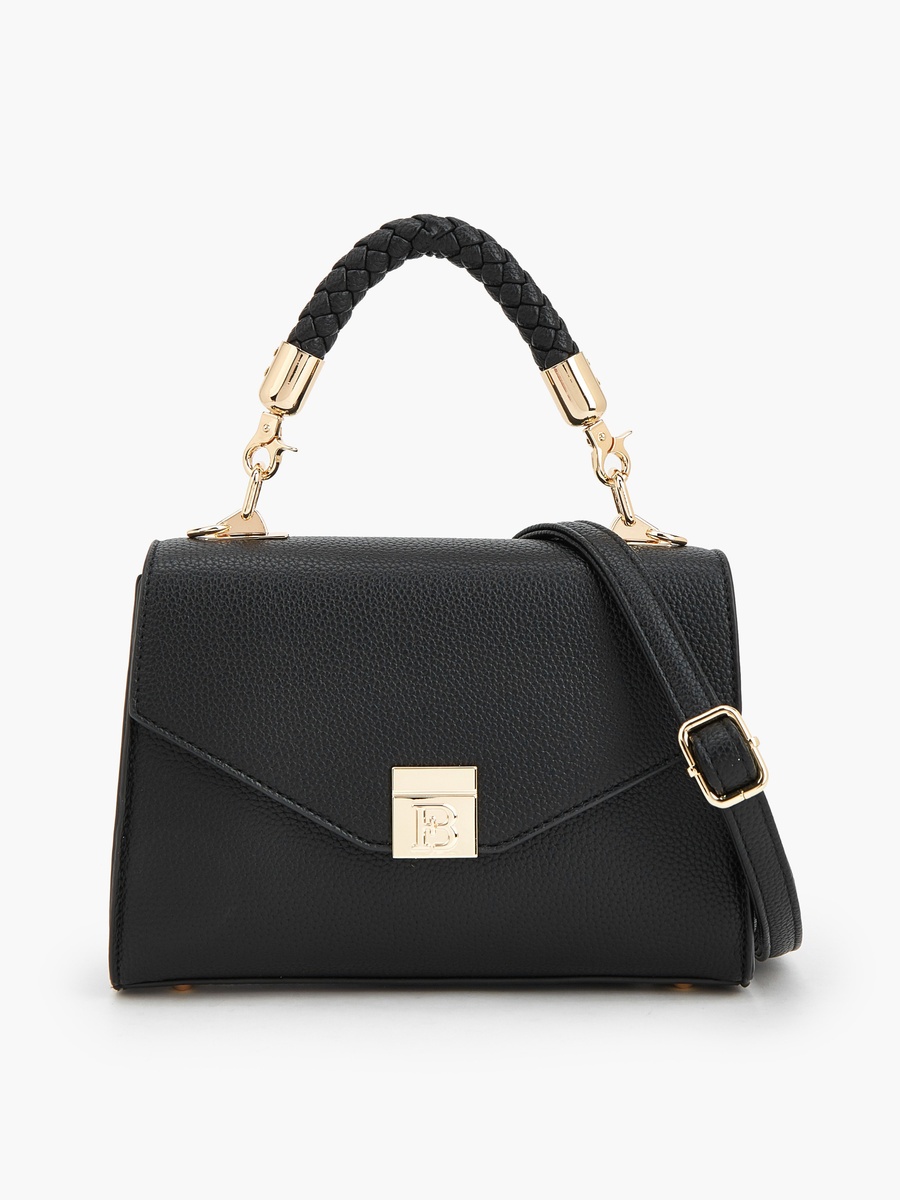 Textured Satchel Bag with Detachable Strap