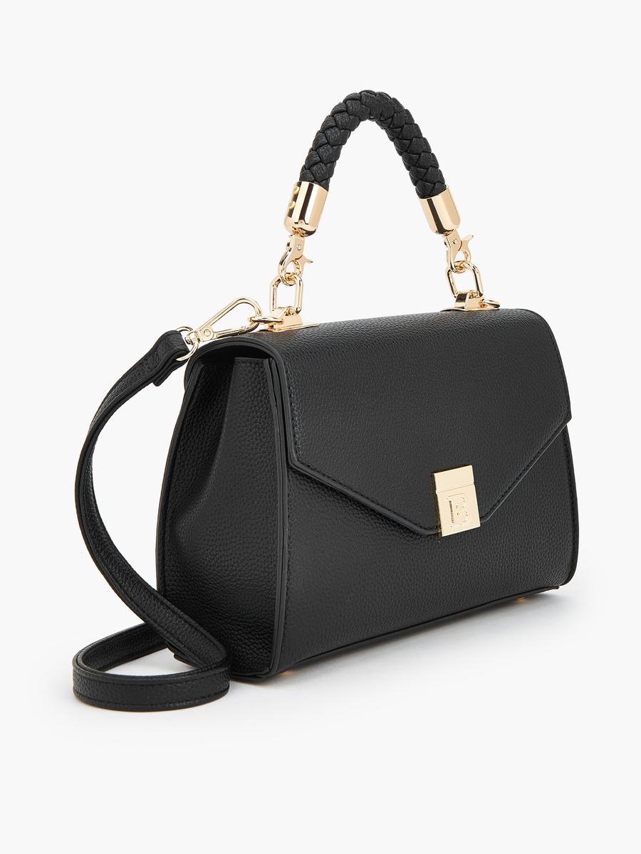 Textured Satchel Bag with Detachable Strap