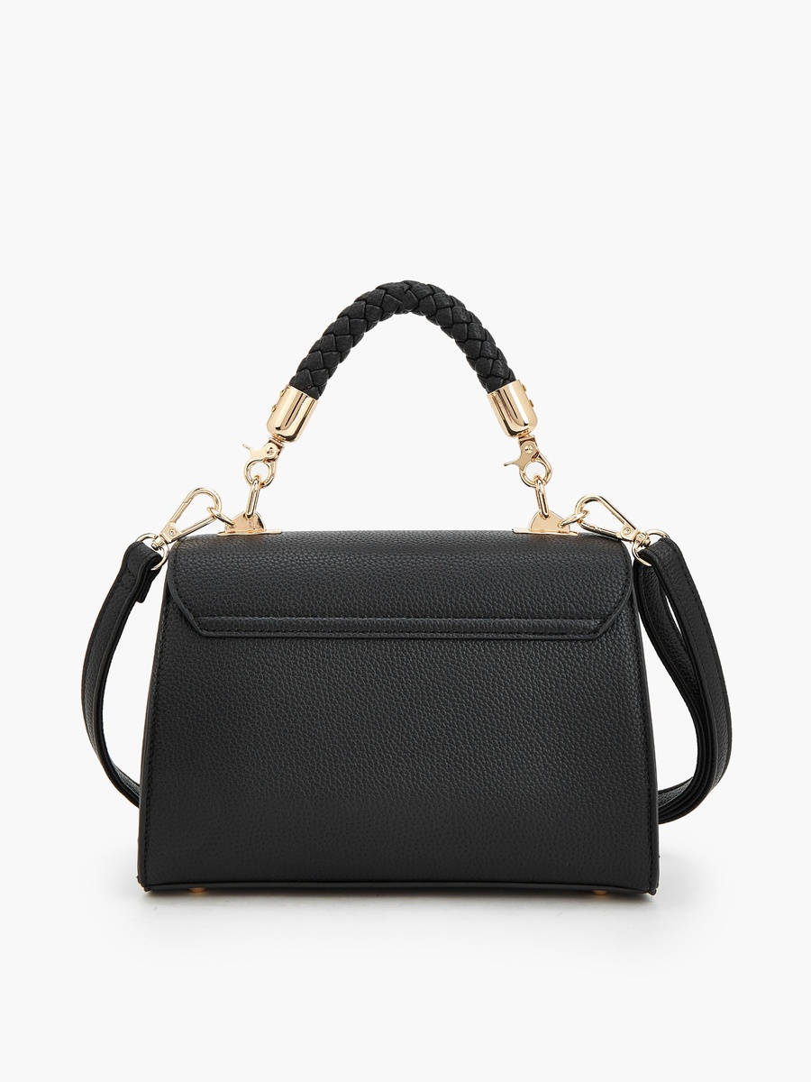 Textured Satchel Bag with Detachable Strap