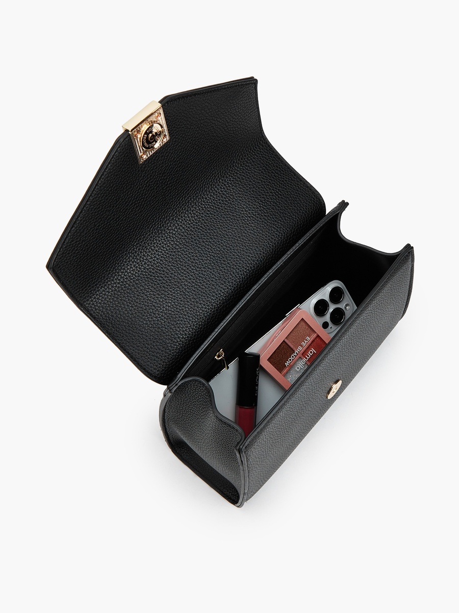 Textured Satchel Bag with Detachable Strap