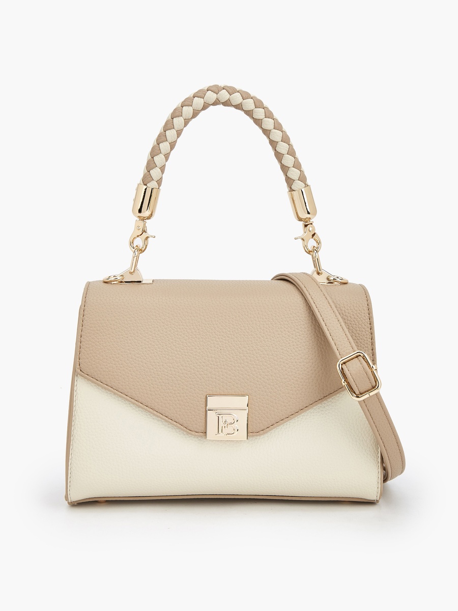 Textured Satchel Bag with Detachable Strap