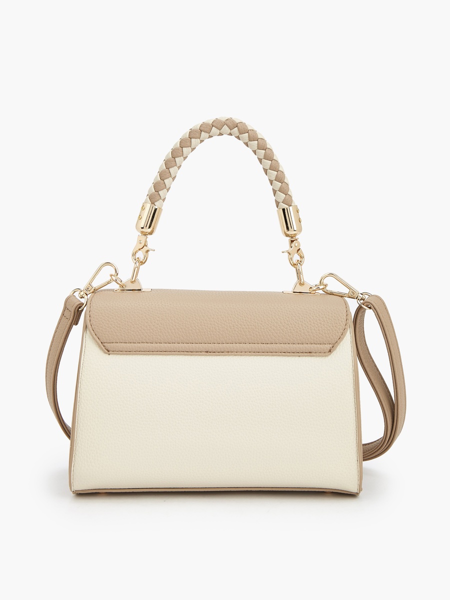 Textured Satchel Bag with Detachable Strap
