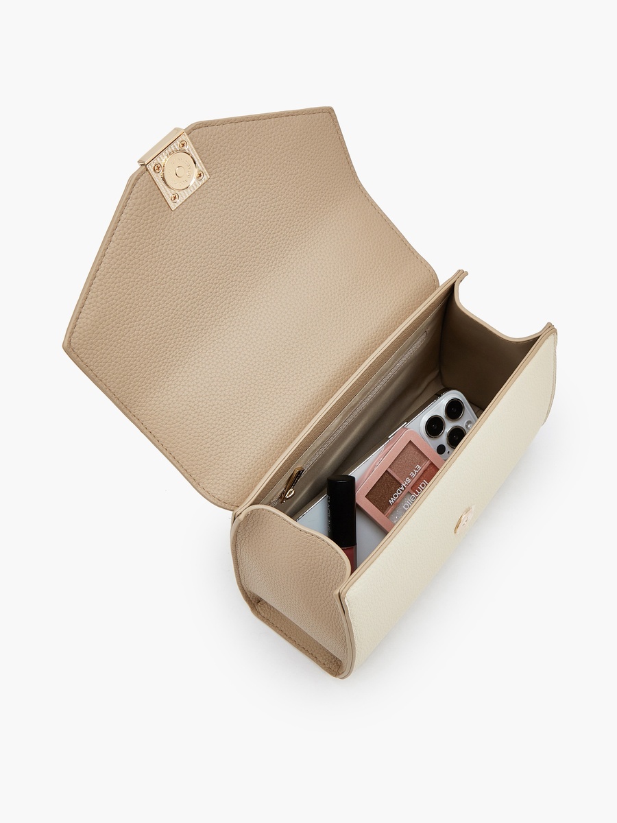 Textured Satchel Bag with Detachable Strap
