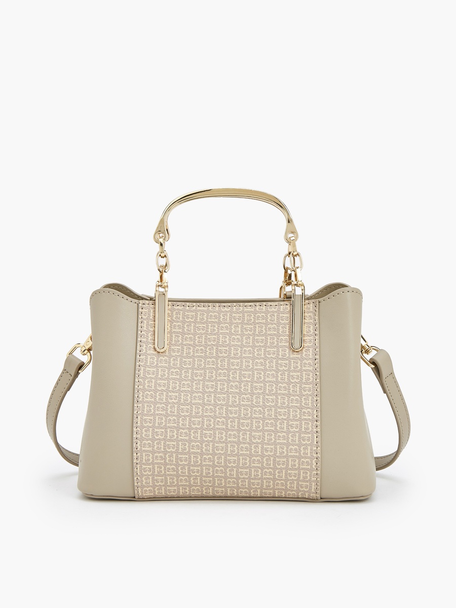 Monogram Print Tote Bag with Pearl Charm