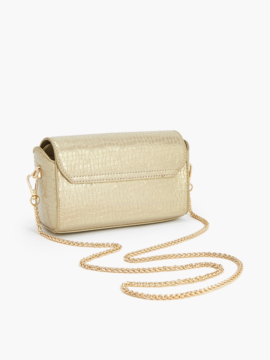 Textured Crossbody Bag with Chain Strap
