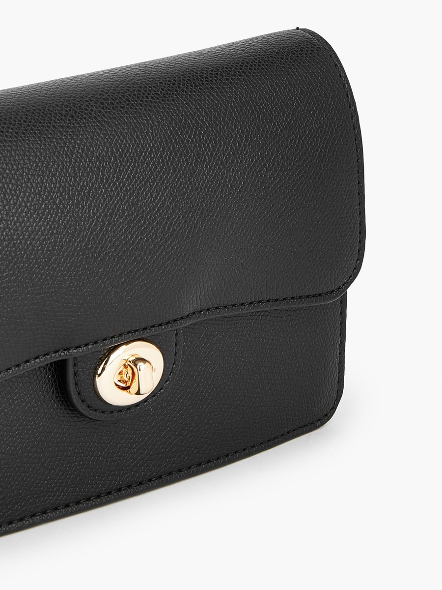 Textured Crossbody Bag with Twist Lock Closure